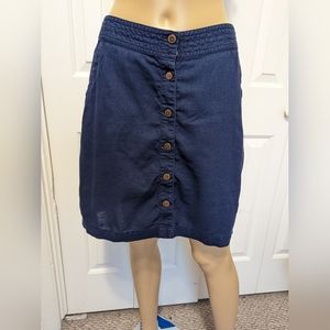 Patagonia Women’s Navy Blue Hemp & Organic Cotton Button Front Mini Skirt sz 4